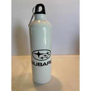 Subaru White Aluminum Water Bottle Reusable Canteen with Carabiner Clip Logo